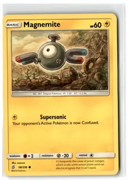 2019 Sun & Moon - Unified Minds Magnemite #58 Basic/Common - Image 1