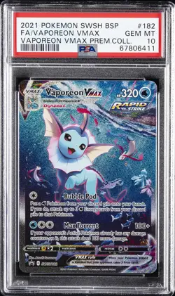 2021 POKEMON SWSH BLACK STAR PROMO #182 FULL ART/VAPOREON VMAX PSA 10 - Image 1