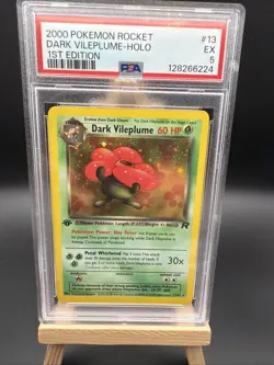 Pokemon TCG Dark Vileplume 1st Edition Holo Rare Card 13/82 PSA 5 - Image 1
