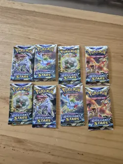 Pokemon - 8x Sealed Brilliant Stars Booster Packs - Sealed And Unweighed - Image 1