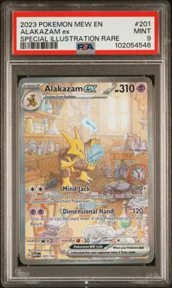 2023 POKEMON MEW EN-151 SPECIAL ILLUSTRATION RARE #201 ALAKAZAM EX PSA 9 - Image 1