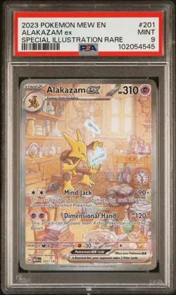 2023 POKEMON MEW EN-151 SPECIAL ILLUSTRATION RARE #201 ALAKAZAM EX PSA 9 - Image 1