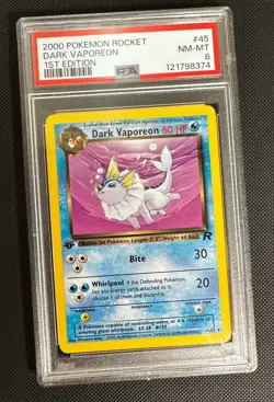 2000 Pokemon TEAM ROCKET 1st Edition DARK VAPOREON 45/82 PSA 8- NM-MT - Image 1