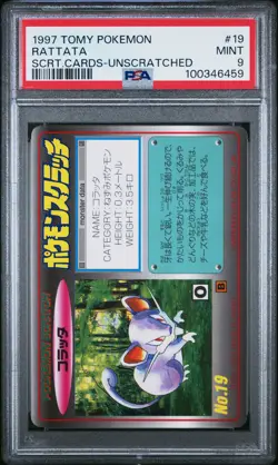 1997 TOMY POKEMON SCRATCH CARDS UNSCRATCHED #19 RATTATA PSA 9 - Image 1