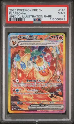2025 POKEMON PRE EN-PRISMATIC EVOLUTIONS #146 FLAREON EX PSA 9 - Image 1