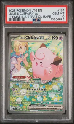 2025 POKEMON JTG EN-JOURNEY TOGETHER #184 LILLIE'S CLEFAIRY EX PSA 10 - Image 1