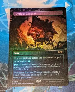 MTG *FOIL BORDERLESS * WILDS OF ELDRAINE Rare RESTLESS COTTAGE NM - Image 1