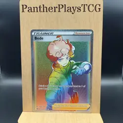 Pokemon Bede Sword & Shield 207/202 Rainbow Full Art Secret Rare Trainer NM - Image 1