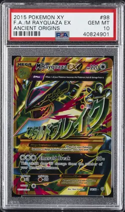 2015 POKEMON XY ANCIENT ORIGINS #98 FULL ART/M RAYQUAZA EX PSA 10 - Image 1