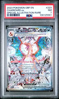 2023 POKEMON OBF EN-OBSIDIAN FLAMES SPECIAL ILLUSTRATION RARE CHARIZARD EX PSA 7 - Image 1