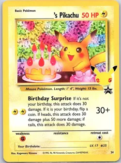 Birthday Pikachu 24 Celebrations: Classic Collection - Pokemon Card - NM - Image 1