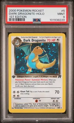 2000 Pokemon Team Rocket Dark Dragonite 1st Edition Holo PSA 9 *SWIRL* - Image 1