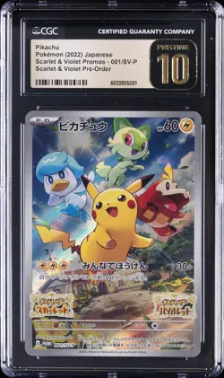 2022 POKEMON JPN #001/SV-P PIKACHU CGC 10 PRISTINE - Image 1