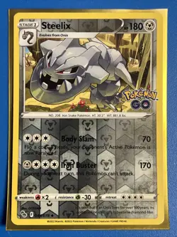 Steelix Pokemon GO 044/078 NM Uncommon Reverse Holo + Card Saver - Image 1