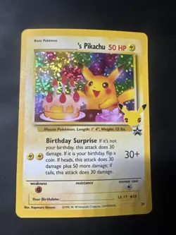 Pokemon Pikachu Birthday Card 24-Holo Celebrations MINT - Image 1