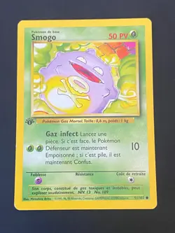 CARTE POKEMON SMOGO 51/102 EDITION 1 FR SET DE BASE COMMUNE - TBE - Image 1