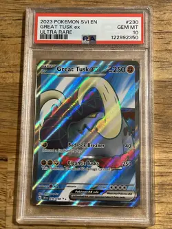 GRADED PSA 10 2023 Pokemon SVI EN Great Tusk ex Ultra Rare #230 - Image 1