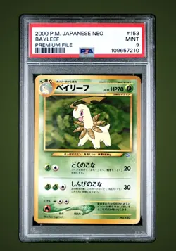 2000 Pokemon Pocket Monsters Japanese Neo Premium File 153 Bayleef PSA 9 MINT - Image 1