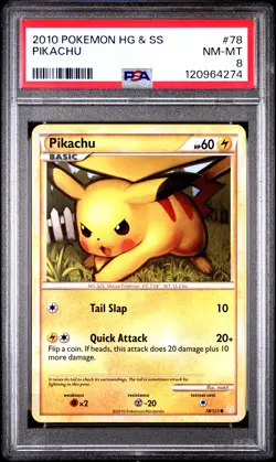 2010 POKEMON HEARTGOLD & SOULSILVER #78 PIKACHU PSA 8 - Image 1