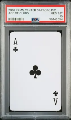 2016 POKEMON CENTER SAPPORO PLAYING CARDS ACE OF CLUBS PSA 10 - Image 1