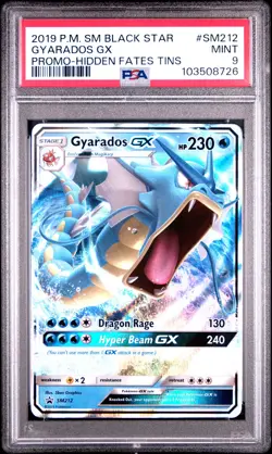 2019 POKEMON SM BLACK STAR PROMO HIDDEN FATES TINS #SM212 GYARADOS GX PSA 9 - Image 1
