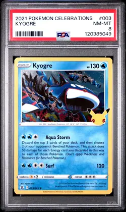 2021 POKEMON CELEBRATIONS #003 KYOGRE PSA 8 - Image 1