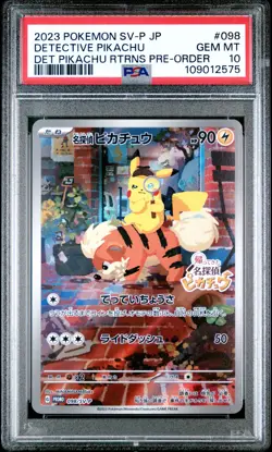 2023 POKEMON JAPANESE SV-P PROMO #098 DETECTIVE PIKACHU PSA 10 - Image 1