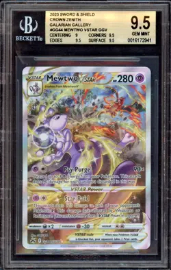 2023 Pokemon Sword & Shield Crown Zenith Mewtwo Vstar GG44/GG70 BGS 9.5 Gem Mint - Image 1
