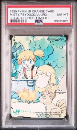 PSA 8 Psyduck Misty & Vulpix JR East Orange Card Pokemon Phone 1999 Japanese - Image 1