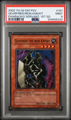 2002 YU-GI-OH! PSV-PHARAOH'S SERVANT 1ST ED #101 GEARFRIED THE IRON KNIGHT PSA 9 - Image 1