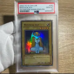 PSA10 2002 YU-GI-OH! LOB-062 MYSTICAL ELF 1ST EDITION-ASIAN-ENGLISH SUPER RARE - Image 1