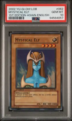 PSA10 2002 YU-GI-OH! LOB-062 MYSTICAL ELF 1ST EDITION-ASIAN-ENGLISH SUPER RARE - Image 5