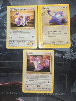 Rattata 3 Card Lot Gym Heroes, Expedition, Team Rocket Pokemon HP/DAM - Image 1