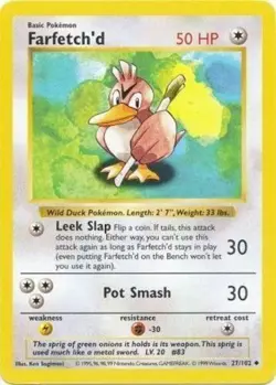 Farfetch'd 27/102 Shadowless Base Set Pokemon Card LP - Image 1