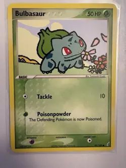 Bulbasaur 45/100 NM Non Holo Cute Pink Flower Crystal Guardians Pokemon Card! - Image 1