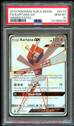 Pokemon Hidden Fates Kartana GX SV73 PSA 10 - Image 1