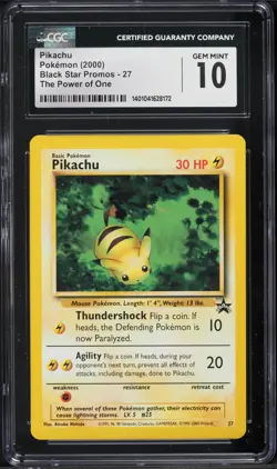 2000 Pokemon Black Star Promo Pikachu #27 CGC 10 GEM MINT - Image 1