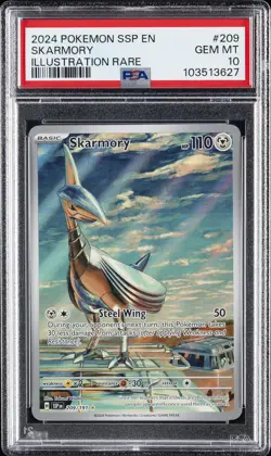 2024 POKEMON SSP EN-SURGING SPARKS ILLUSTRATION RARE #209 SKARMORY PSA 10 - Image 1