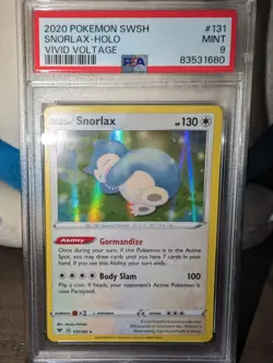 PSA Mint 9 2020 POKEMON SWSH- 131/185- SNORLAX-HOLO VIVID VOLTAGE - Image 2
