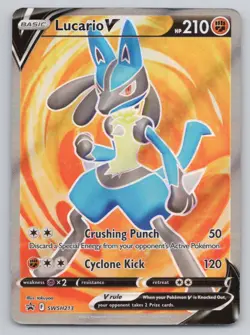 Lucario V Pokemon Sword & Shield SWSH213 Full Art Holo Black Star Promo - Image 1