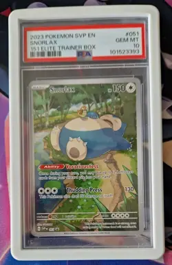 Pokemon TCG Snorlax 051 ETB Promo Pokemon 151 PSA 10 Graded - Image 1