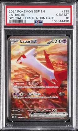 2024 POKEMON SSP EN-SURGING SPARKS SPECIAL ILLUSTRATION RARE LATIAS EX PSA 10 - Image 1