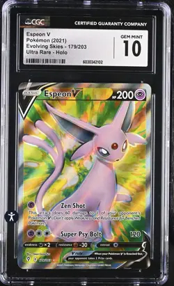 Pokemon Evolving Skies 179/203 Espeon V Full Art 2021 Ultra Rare CGC 10 GEM MINT - Image 2