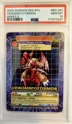 [Pop 2!] PSA 10 VenomMyotismon Non-Holo Bo-291 Digimon Digi-Battle Series 6 card - Image 1