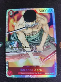EXACT CARD PICTURED One Piece TCG Straw Hat Crew ST01-013 Zoro Super Pre-Release - Image 1