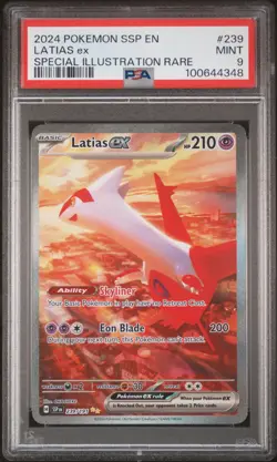 2024 POKEMON SSP EN-SURGING SPARKS SPECIAL ILLUSTRATION RARE LATIAS EX PSA 9 - Image 1