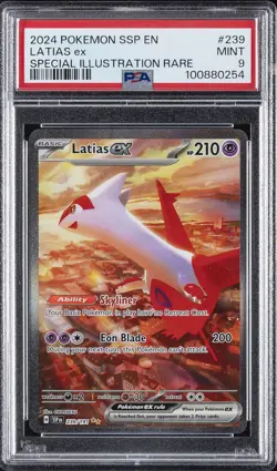2024 POKEMON SSP EN-SURGING SPARKS SPECIAL ILLUSTRATION RARE LATIAS EX PSA 9 - Image 1