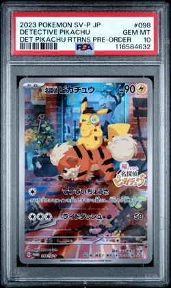 2023 POKEMON JAPANESE SV-P PROMO #098 DETECTIVE PIKACHU PSA 10 - Image 1