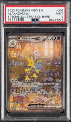 2023 POKEMON MEW EN-151 SPECIAL ILLUSTRATION RARE #201 ALAKAZAM EX PSA 9 - Image 1