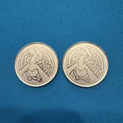 2 x Lugia Metal Coin Wizards Of The Coast Silver 2001 Original WOTC Pokemon Rare - Image 1